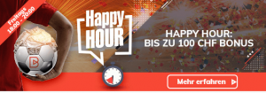 Happy Hour bei Bahigo Schweiz. Bis zu 100 CHF Bonus jeden Freitag von 18:00-20:00 Uhr.