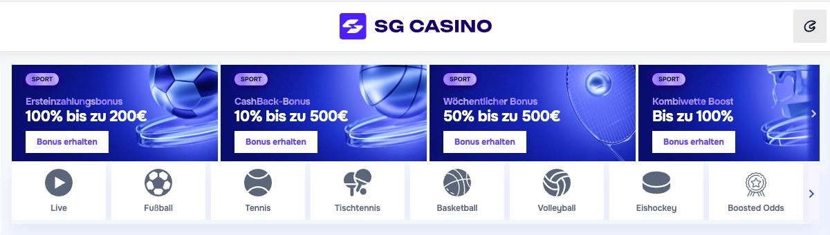 SG Casino Sportwetten Angebot