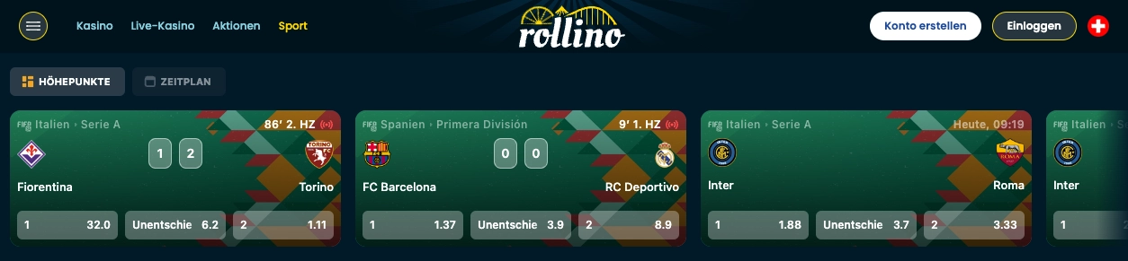 Rollino ist ein neuer Wettanbieter für die Schweiz